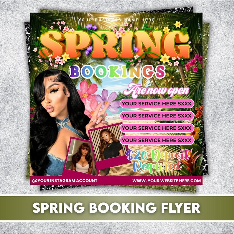 Spring Break Booking Flyer, Hair Lash Nail Makeup Braids (canva ...