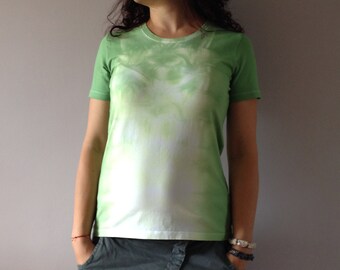 Tie Dye Lime Green T-shirt Size Large Hand Dyed Latest Fashion Women One Of A Kind Cotton Vegan Top Online Clothes Shopping Ladies Fashion