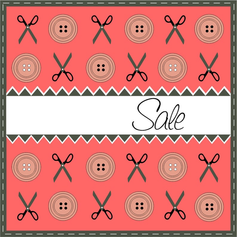 Watermelon Etsy Cover Photo Premade Etsy Shop Set Fashion Clothes Scissors and Buttons Pattern Banners Custom Graphic Design Tailor Style image 4