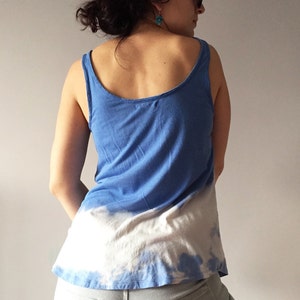 Tie Dye Denim Blue Camisole Hand Bleached Womens Summer Upcycled Top Vegan Outfit One Of A Kind Cotton Cami Unique Shibori Sky Blue Tank image 4