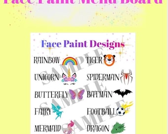 Menubord schminken afdrukbare A4-pdf