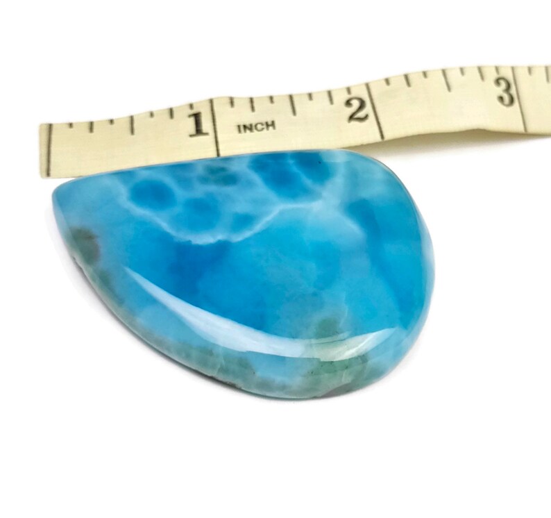 Big Dominican Nice Sky Blue Larimar Stone Teardrop Form Cabochon 197 ct