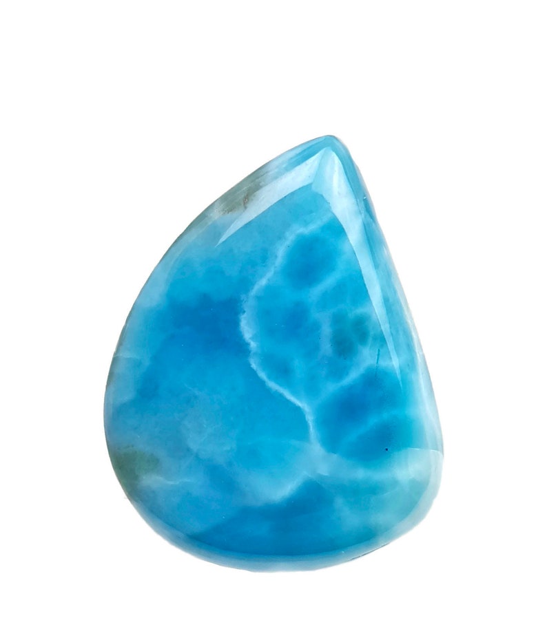 Big Dominican Nice Sky Blue Larimar Stone Teardrop Form Cabochon 197 ct