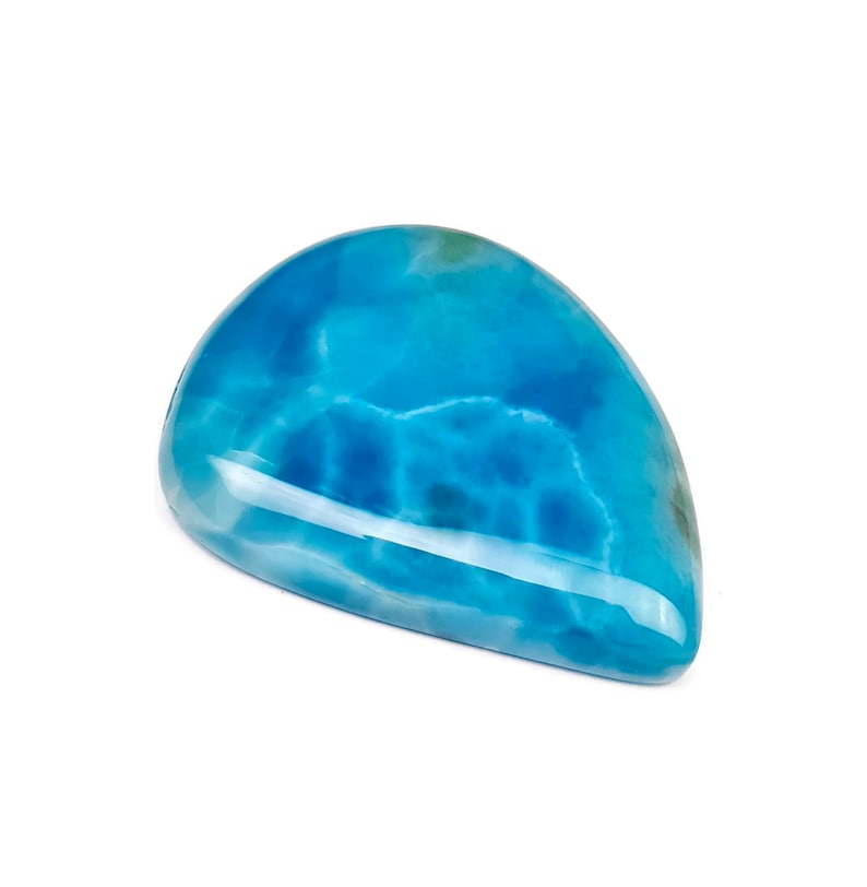 Big Dominican Nice Sky Blue Larimar Stone Teardrop Form Cabochon 197 ct