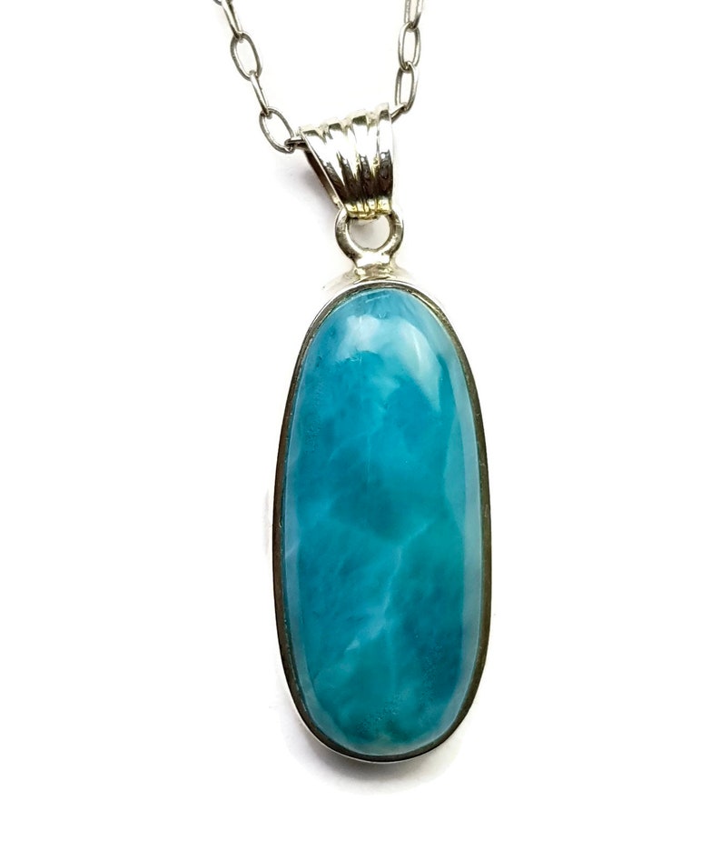 2.1 inches Beautiful Dominican Nice Blue Larimar Stone Pendant Handcrafted