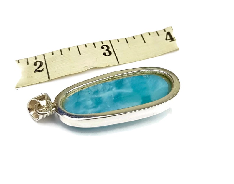 2.1 inches Beautiful Dominican Nice Blue Larimar Stone Pendant Handcrafted