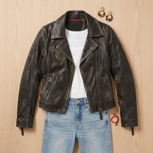 Star Patch Leather Moto Jacket | Womens Vintage Biker Jacket | Dark Brown Asymmetrical Leather Outerwear | Western Boho Festival Jacket