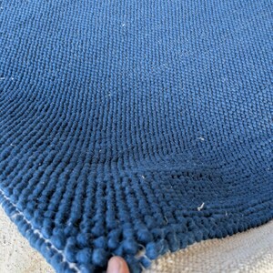 Chunky Wool Loop Rug, Blue Bubble Texture Area Rug, Handwoven Indigo Bobble Rug for Living Room