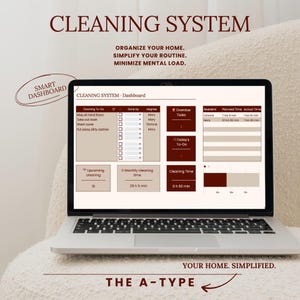 Cleaning Spreadsheet | Google Sheets Cleaning Tracker | Recurring Cleaning Schedule | Reduce Mental Load | Cleaning System | THE A-TYPE