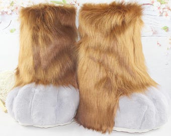 Personalized Handmade Furry Paw Footwear, Custom Color Fursuit Feet Paws, Perfect Halloween Surprise Gift for Cosplay‑Obsessed Teens.