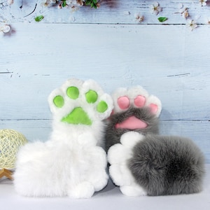 Handcrafted Plush Paw Sleeves, Cosplay Faux Fur Gloves, Soft Animal Mittens