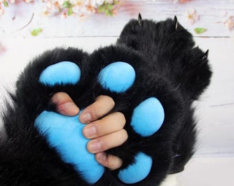 Fingerless Fursuit Paws, Hand‑Made Furry Partial Paws for Teens, Cosplay & Convention‑Ready Fursona Gloves.