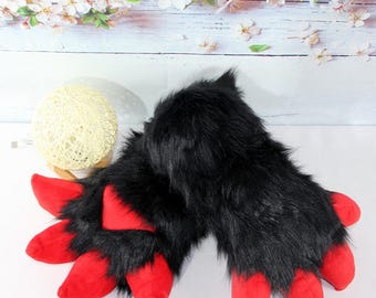 Made-to-Order Dragon Fursuit Paws,Handcrafted Long Cosplay Claws.