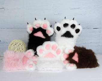 Handmade Fluffy Fursuit Paws,Custom Color & Claw Options,Furry Cosplay Gloves.