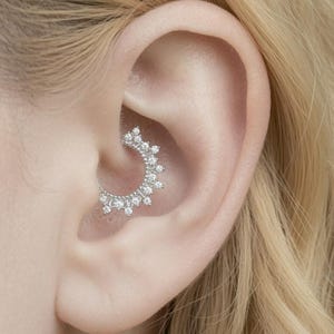 Nose Ring, Zircon Hoop Piercing, Gold Surgical Steel Clicker Segment, Minimal Sparkling Jewelry