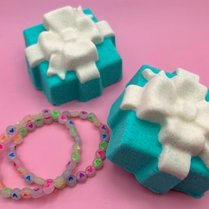 Gift Box with Bow Kids Bath Bomb with Toy Bracelet Inside