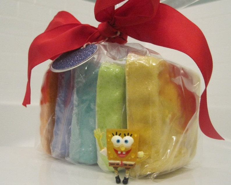 Spongebob Bath Bombs With Toy Inside Gift Bag 5 Ct Etsy