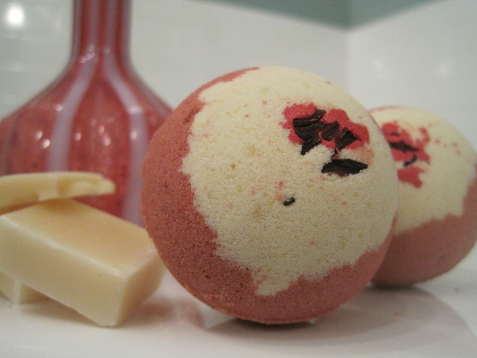 2 Cherry Almond Bath Bombs With Handmade Soap Inside Etsy