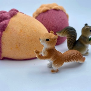 Acorn Bath Bomb with Squirrel Figure Inside