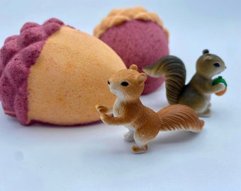 Acorn Bath Bomb with Squirrel Figure Inside