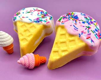 Ice Cream Cone Bath Bomb with Ice Cream Eraser Inside