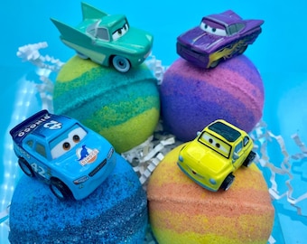 Cars Bath Bomb Gift Box with Car Toys Inside - 4 Pack