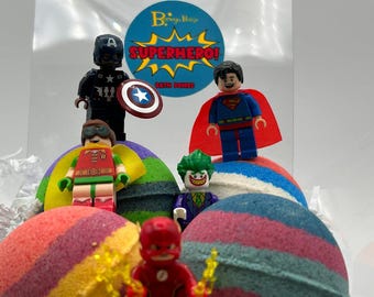 Superhero Ball Bath Bomb Gift Box (with Toy Inside) - 4 ct
