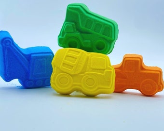 Construction Vehicle Bath Bombs with Worker Toy Inside Gift Pack - 4 ct