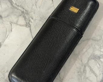 S.T. Dupont Cigar Case Vintage Black Leather Double Cigar Holder Cigarillo Case Luxury Men Gift Designer Accessory Spain Gentleman Gift