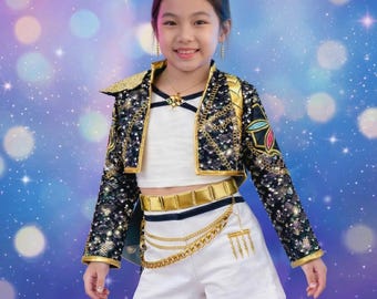 Déguisement de sequins Rumi chasseurs de démons Kpop pour enfants, tenue de performance de cosplay de dessin animé