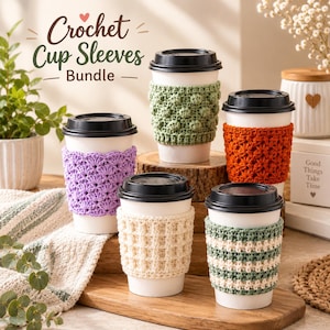 Cup Sleeve Crochet Pattern, Cute Coffee Cozy, Beginner Friendly DIY Gift, Gift Idea, Coffee Mug