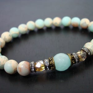 Women's Opal Support & Gentle Power Mala Bracelet // African Opal, Amazonite Mala Bracelet // Yoga, Buddhist, Mala Beads, Jewelry