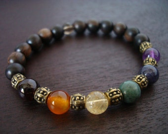 Women's Seven Chakra Mala Bracelet // Simple Chakra Mala Bracelet // Yoga, Buddhist, Meditation, Prayer Beads, Jewelry