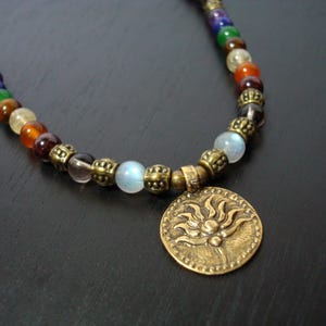 Women&#39;s Seven Chakra Mala Necklace or Wrap Bracelet // 108 Bead Seven Chakra Mala // Choose a Charm // Yoga, Meditation, Prayer Beads