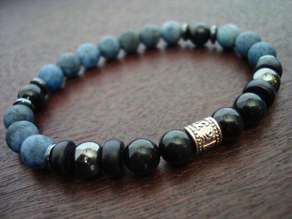 Men's Kundalini Shakti Blue Tiger's Eye Mala Bracelet // Third Eye Chakra Compassion Mala Bracelet // Yoga, Buddhist, Meditation, Jewelry