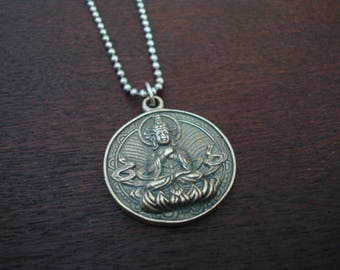 Men's Buddha Yin Yang Necklace // Double Sided Buddha Yin Yang Necklace // Mens Jewelry, Yoga , Buddhist Jewelry