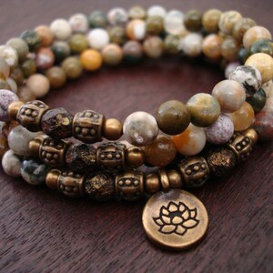 Women&#39;s Celebrate Life Mala Necklace or Wrap Bracelet // Choose a Charm // Yoga, Buddhist, Meditation, Mala Beads, Yoga Jewelry