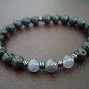 Men's Water Sapphire Strength & Intuition Mala Bracelet // September Virgo Birthstone Bracelet // Yoga, Buddhist, Mala Beads, Jewelry