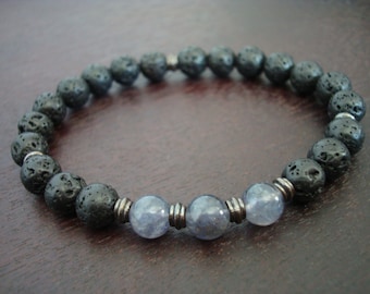 Men's Water Sapphire Mala Bracelet // September Virgo Birthstone Mala Bracelet // Yoga, Buddhist, Meditation, Jewelry