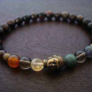 Men's Buddha Chakra Mala Bracelet // Brass Buddha Mala Bracelet // Yoga, Buddhist, Meditation, Prayer Beads, Jewelry