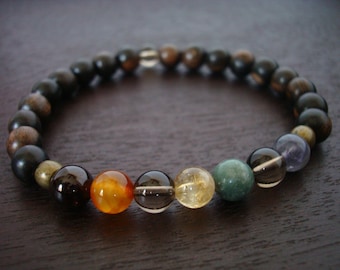 Men's Seven Chakra Mala Bracelet // Simple Chakra Mala Bracelet // Yoga, Buddhist, Meditation, Prayer Beads, Jewelry