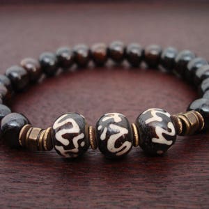 Mens Tibetan Tantric Bone Mala Bracelet // Tibetan Om Mantra Mala Bracelet // Yoga, Buddhist, Mala Beads, Men, Meditation, Jewelry