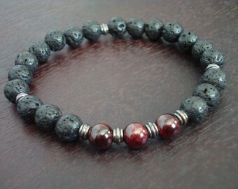 Men's Garnet Mala Bracelet // January Capricorn Birthstone Mala Bracelet // Yoga, Buddhist, Meditation, Jewelry