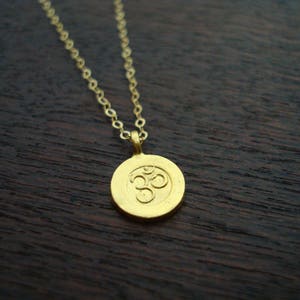 Tiny Gold Plated Om Necklace // Yoga Jewelry, Buddhist Jewelry, Women&#39;s Jewelry, Ohm Necklace, Gold Necklace