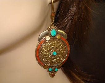 Women's Vintage Tibetan Tribal Earrings // One of a Kind Earrings // Jewelry, Women's Jewelry, Yoga Jewelry, Earrings