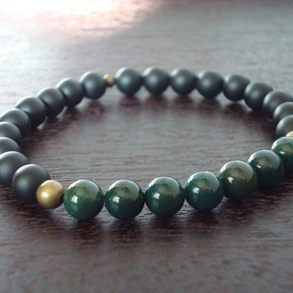 Blutstein Zentrierung & Ausgleichendes Mala Armband // Blutstein, matt Onyx Mala Armband // Yoga, Buddhist, Mala Perlen, Schmuck