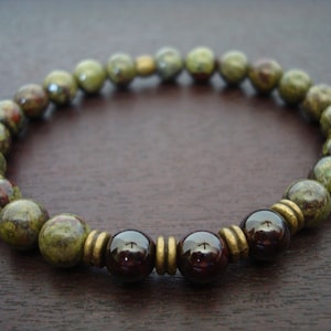 Men's Garnet Personal Power Mala Bracelet // Garnet, Dragon's Blood Jasper Mala Bracelet // Yoga, Buddhist, Mala Beads, Prayer Bead, Jewelry