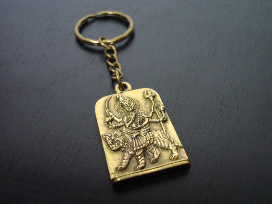 Golden Durga Om Key Chain // Spiritual Protection Keychain // Yoga ...