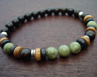 Men's ECO Jade Prosperity & Protection Mala Bracelet // Eco Friendly Mala Bracelet // Yoga, Buddhist, Meditation, Jewelry