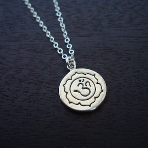 Sterling Silver Om Necklace - Yoga Jewelry, Buddhist Jewelry, Women&#39;s Jewelry, Round Om Necklace, Ohm, Aum